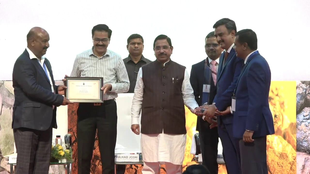Five Star Rating Award by Indian Bureau of Mines - Sustainable Development Framework for the year 2021-22 - Award Given By Mr. Pralhad Joshi - Central Ministry of Mines