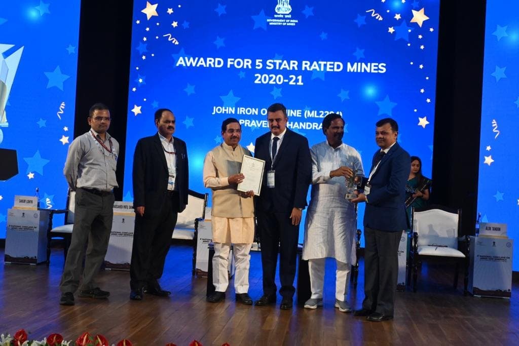 Five Star Rating Award by Indian Bureau of Mines - Sustainable Development Framework for the year 2020-21 - Award Given By Mr. Pralhad Joshi - Central Ministry of Mines