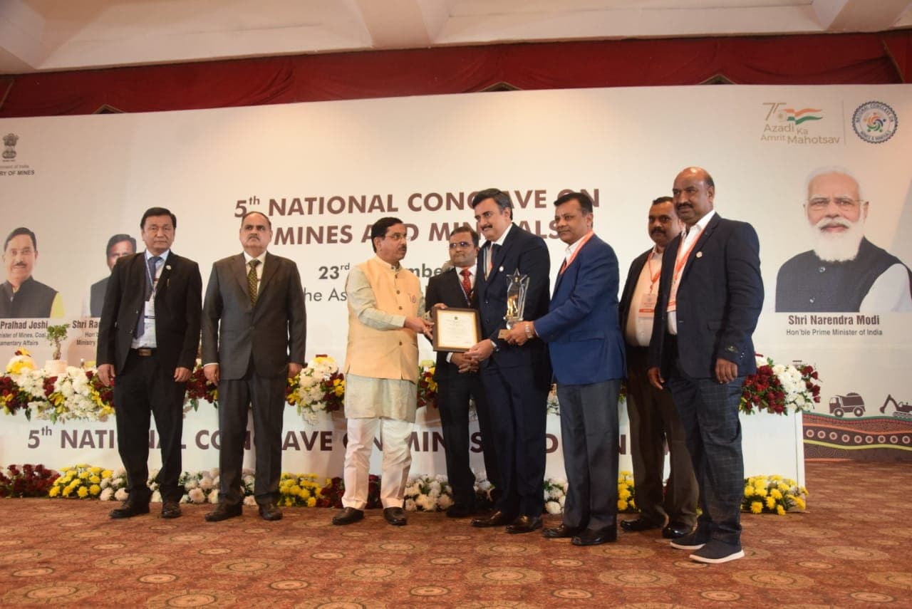 Five Star Rating Award by Indian Bureau of Mines - Sustainable Development Framework for the year 2017- 2018. 2018-19 and 2029-20 Award Given by Mr. Pralhad Joshi - Central Ministry of Mines