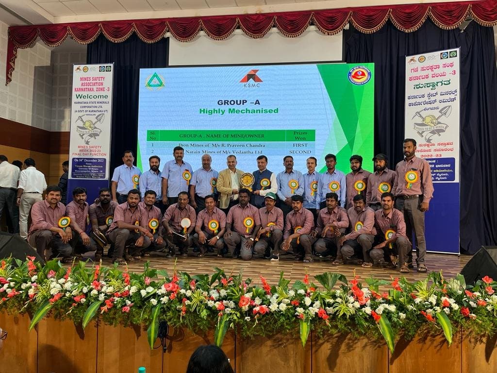 Overall, First Prize in Mines Safety Observance Week for the year 2022-23 Organized by Mines Safety Association of Karnataka Zone - 3 Under the Aegis of Directorate General of Mines Safety Bangalore Region.