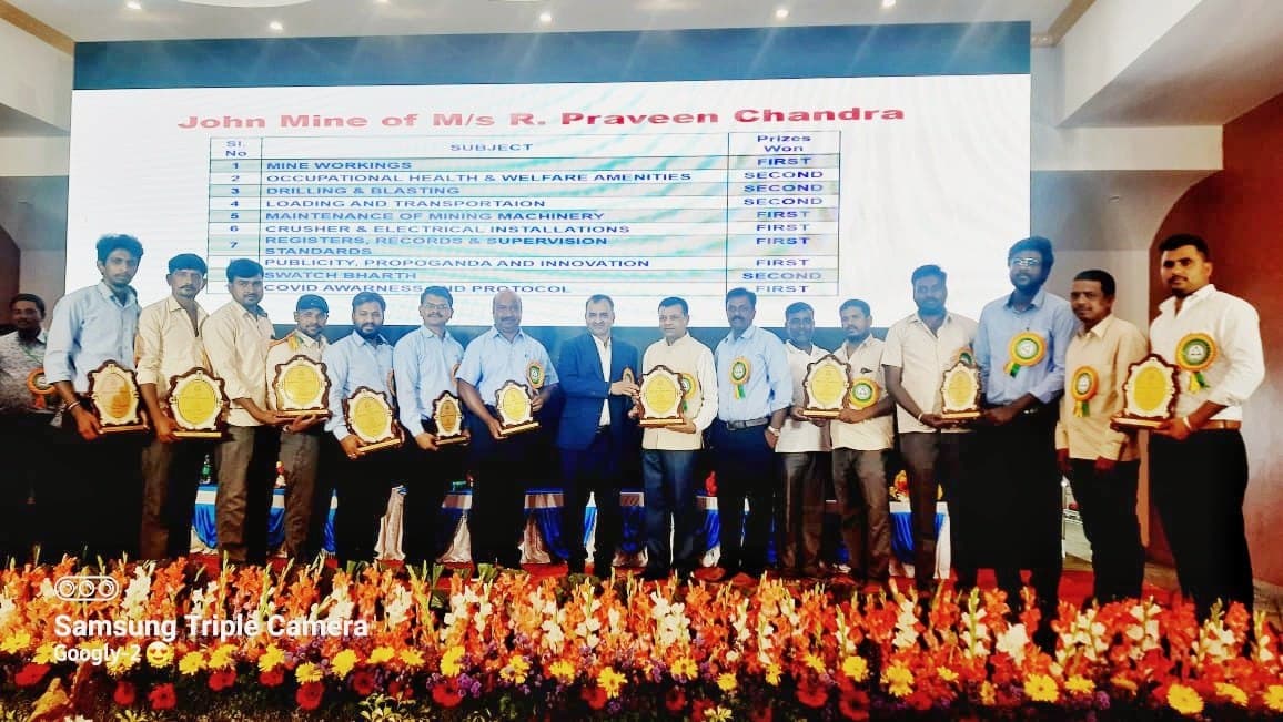 Overall First Prize in Mines Safety Observance Week for the year 2021-22 Organized By Mines Safety Association of Karnataka Zone - 3 Under the Aegis of Directorate General of Mines Safety Bangalore Region.