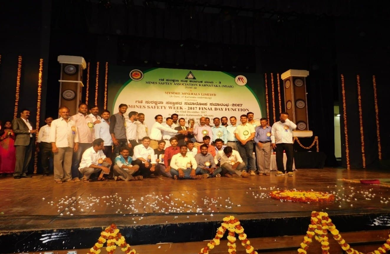 Overall First Prize in Mines Safety Observance Week for the year 2017-18 Organized By Mines Safety Association of Karnataka Zone - 3 Under the Aegis of Directorate General of Mines Safety Bangalore Region.